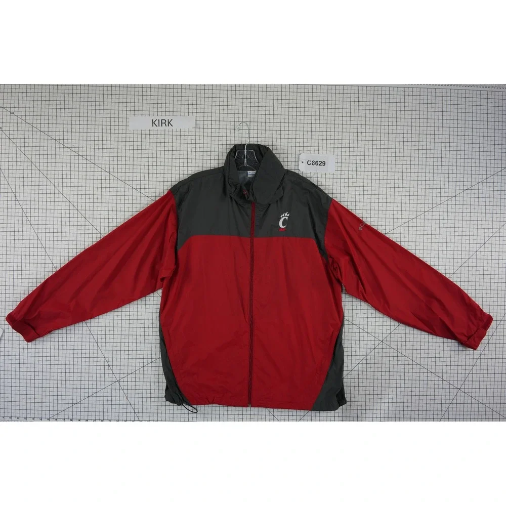 Columbia Windbreaker Jacket Men's Size XL Red Grey Cincinnati Bearcats Full Zip